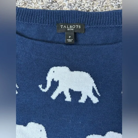 Talbots petite lightweight novelty elephant print sweater size petite - Picture 2 of 7